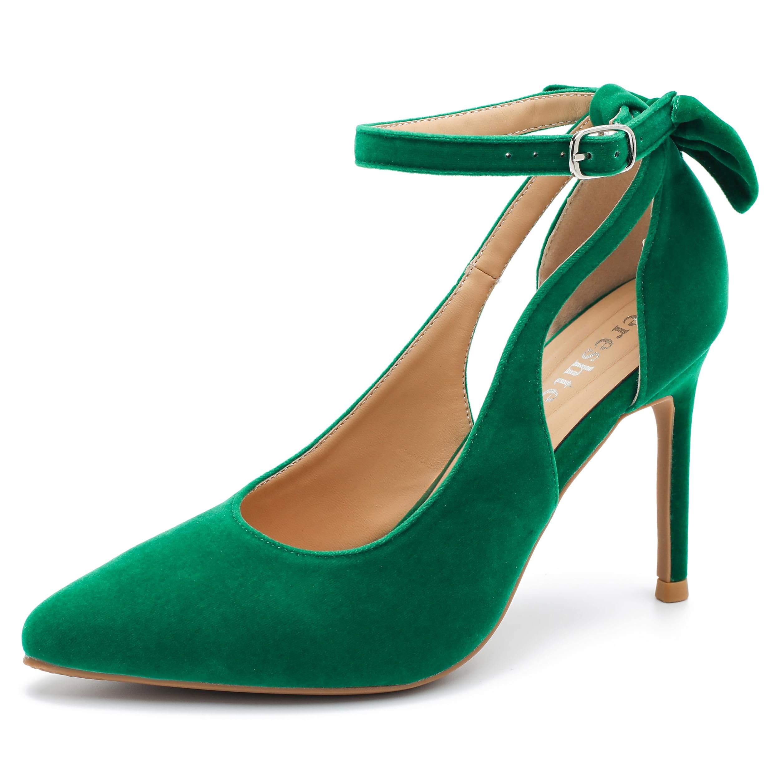 Women's Bow High Heels Pumps Stiletto Ankle Strap D'Orsay Pointed Toe 3.5" Dress Shoes