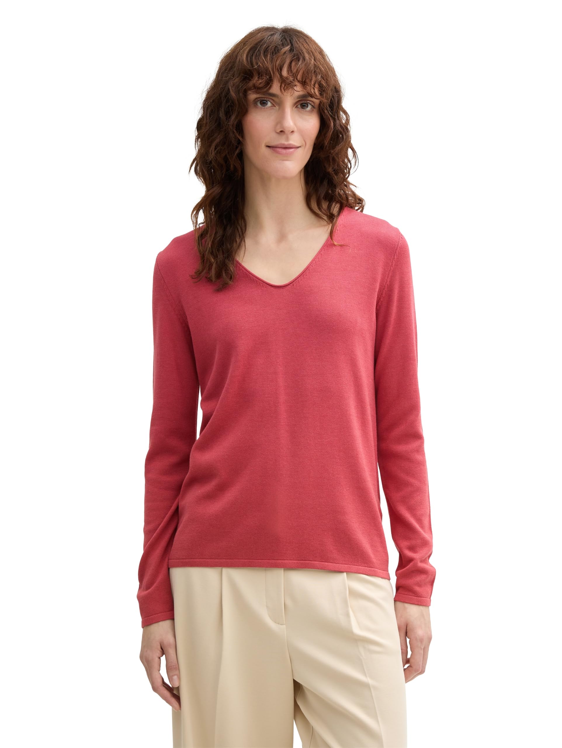 TOM TAILOR Damen Strickpullover mit V-Ausschnitt