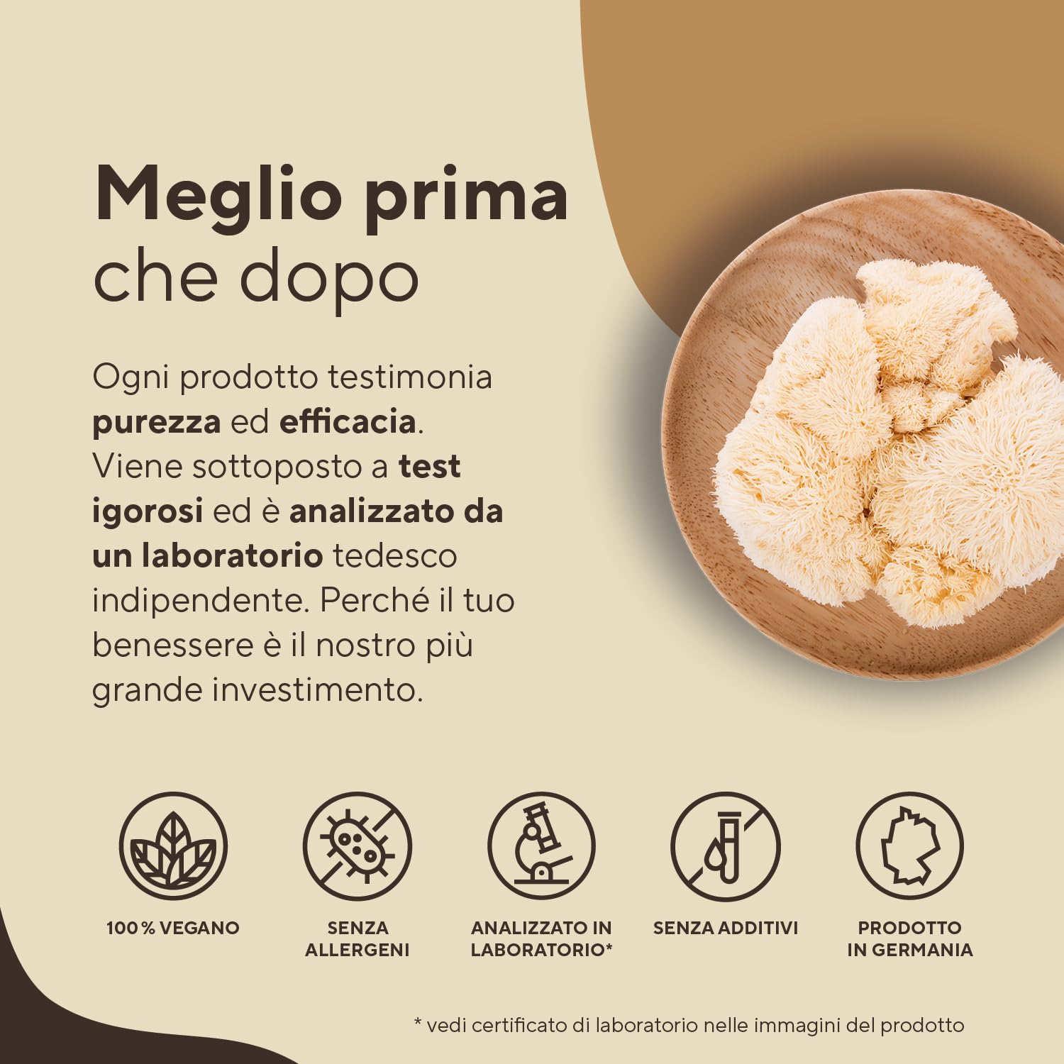 Lions Mane - 360 Capsule - 60000mg (Estratto 30:1) Alto dosaggio - Hericium Erinaceus 30% Polisaccaridi e 5% Beta Glucano - criniera di leone - Testato in Laboratorio - TRUE NATURE®