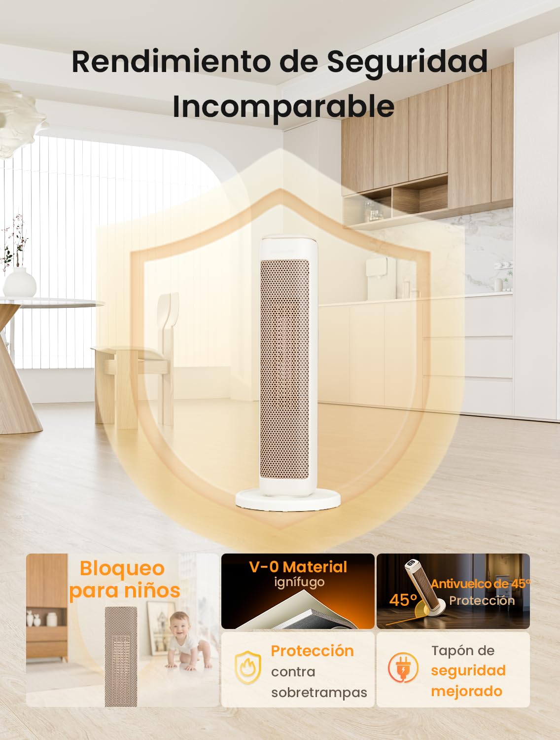 AIRMATE 2000W Calefactor Bajo Consumo, 63cm Torre Calefactor Electrico Bajo Consumo con Oscilación 80° 24H Heater Protección Sobrecalentamiento y Vuelco Calefactor Ceramico Eléctrico Dormitorios