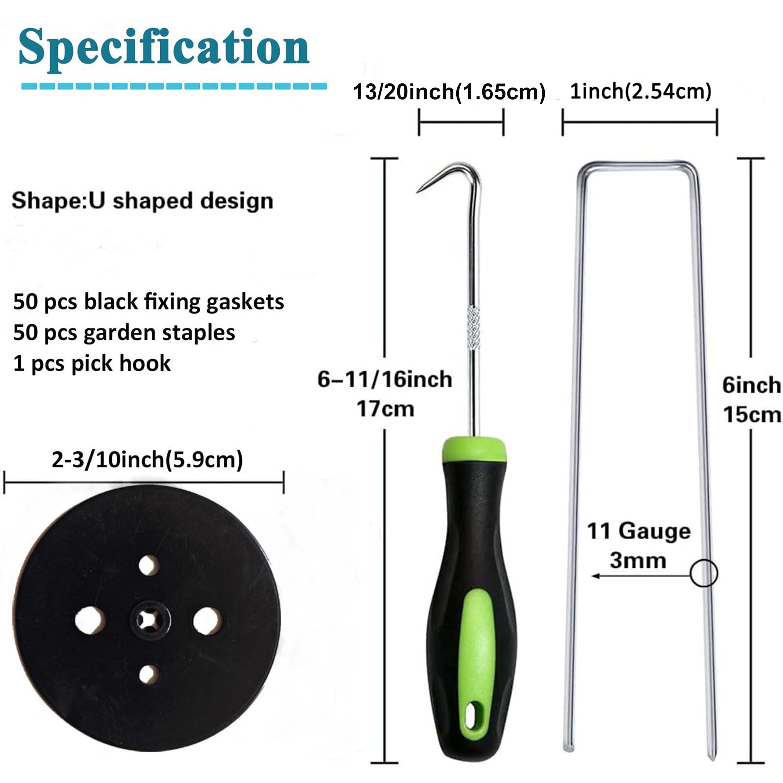 CGAIBE Lot De 50 Agrafes Galvanisées De Paysage De 15,2 Cm