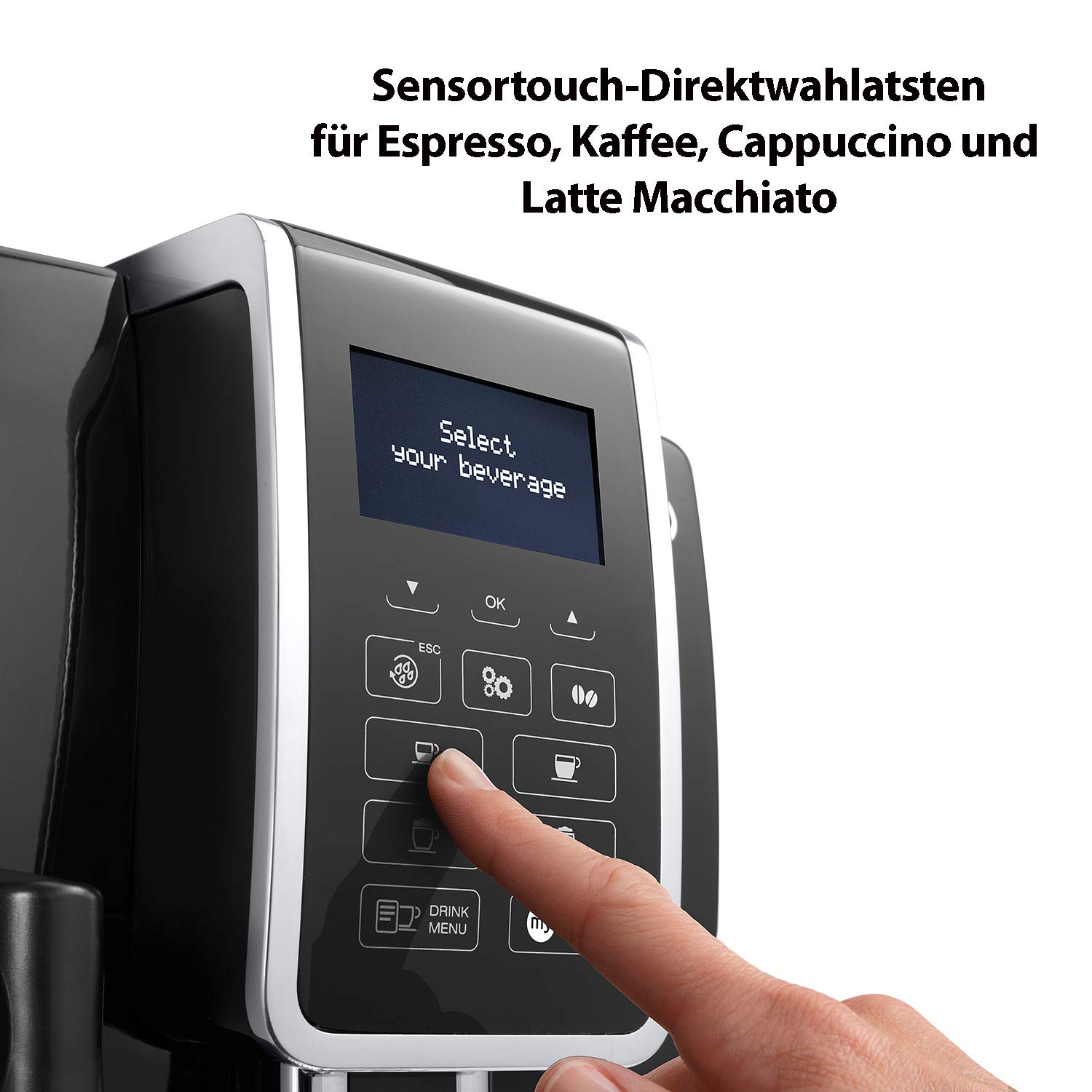 De'Longhi Dinamica ECAM 350.55.B Kaffeevollautomat mit LatteCrema, 1,8 l Wassertank, Schwarz