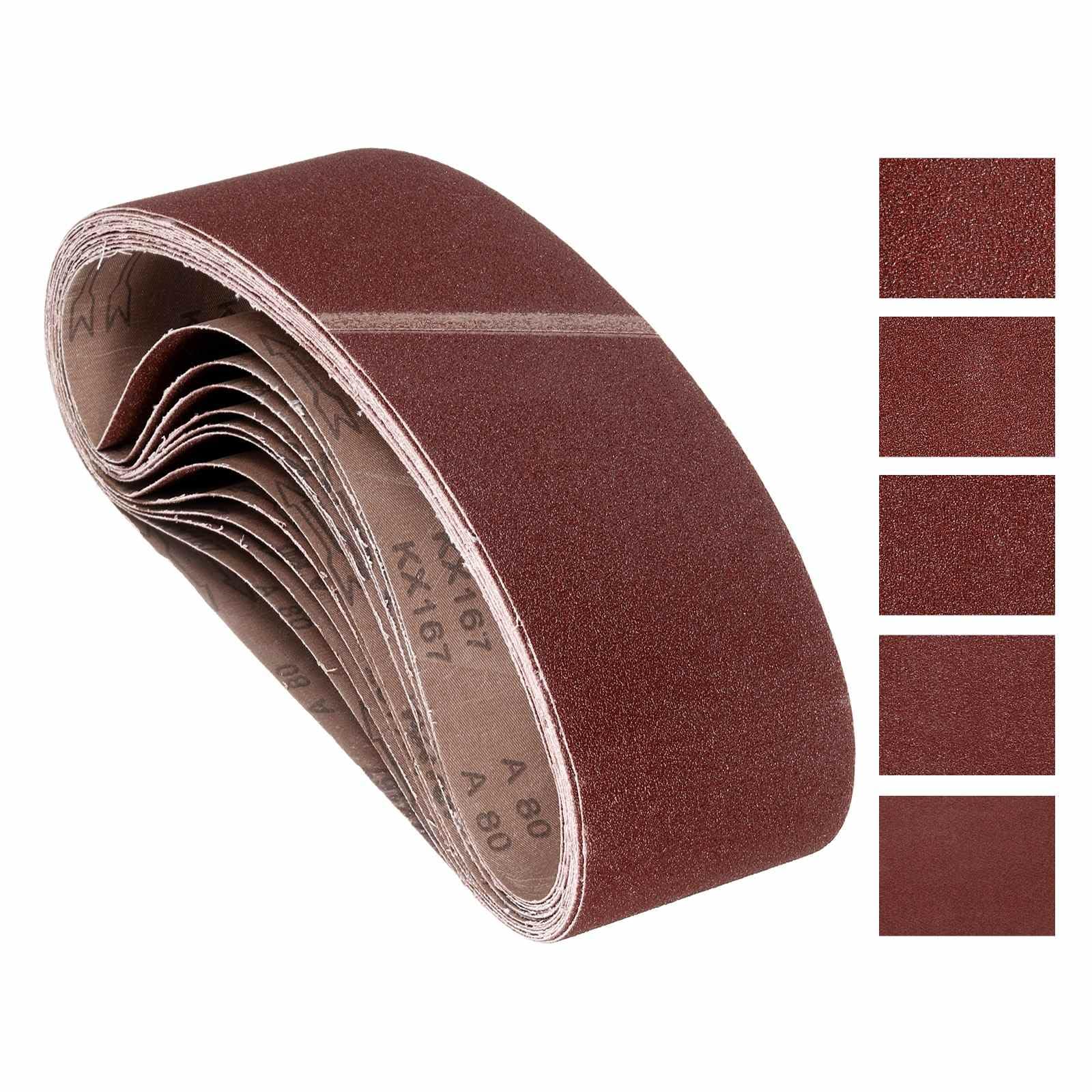 10Pcs Bandas de Lijado 152mm x 1220mm 80/120/150/240/400 Grano Óxido de Aluminio Papel de Lija Abrasivo para Banda Lijadora Metal Molienda Carpintería Óxido Eliminación Desbarbado