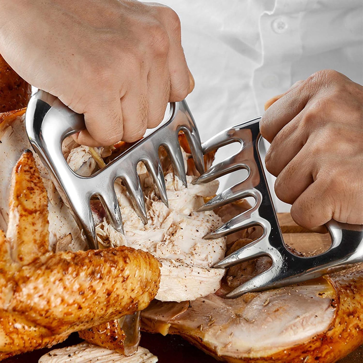 ViaGasaFamido Artigli Pulled Pork, Artigli d’Orso Forcella in Acciaio Inox per la Carne, Artigli Carne BBQ Forchettone per Barbecue Manzo Pollo Maiale Griglia Tacchino Polpettone