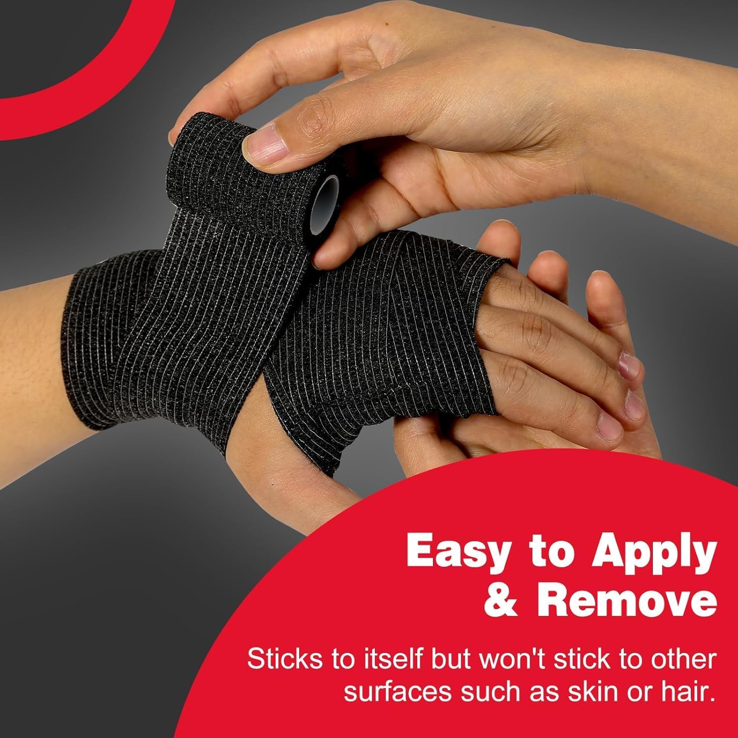 AZEN 120 Pack Self Adhesive Bandage Wrap Black, 2" X 5 Yards Black Athletic Tape, Vet Wrap, Ankle Tape, Cohesive Bandage Wrap - Image 4