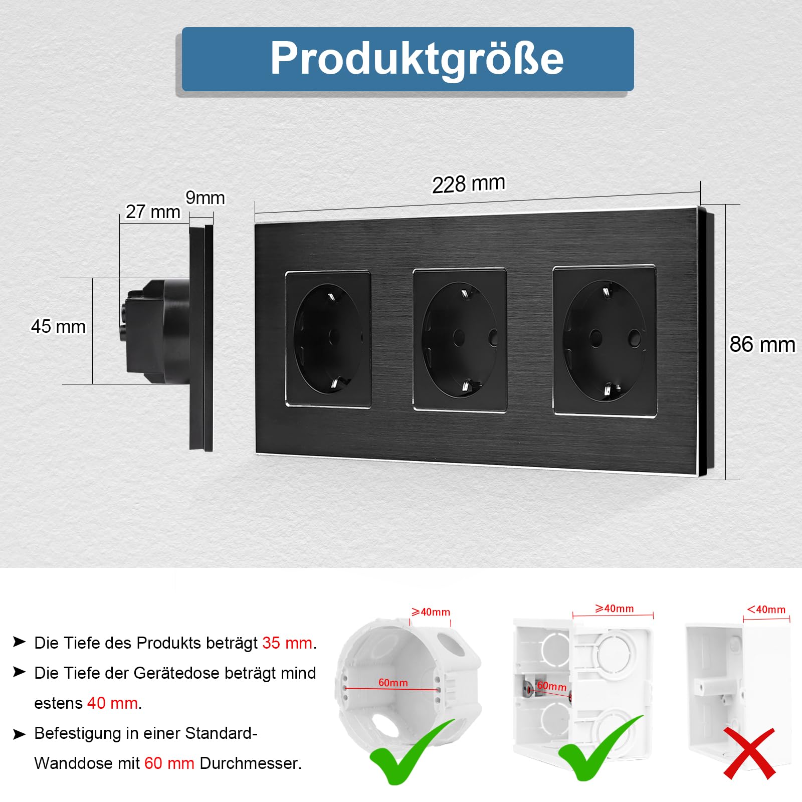 CNBINGO Presa in alluminio con porte USB (tipo C e tipo A) doppia