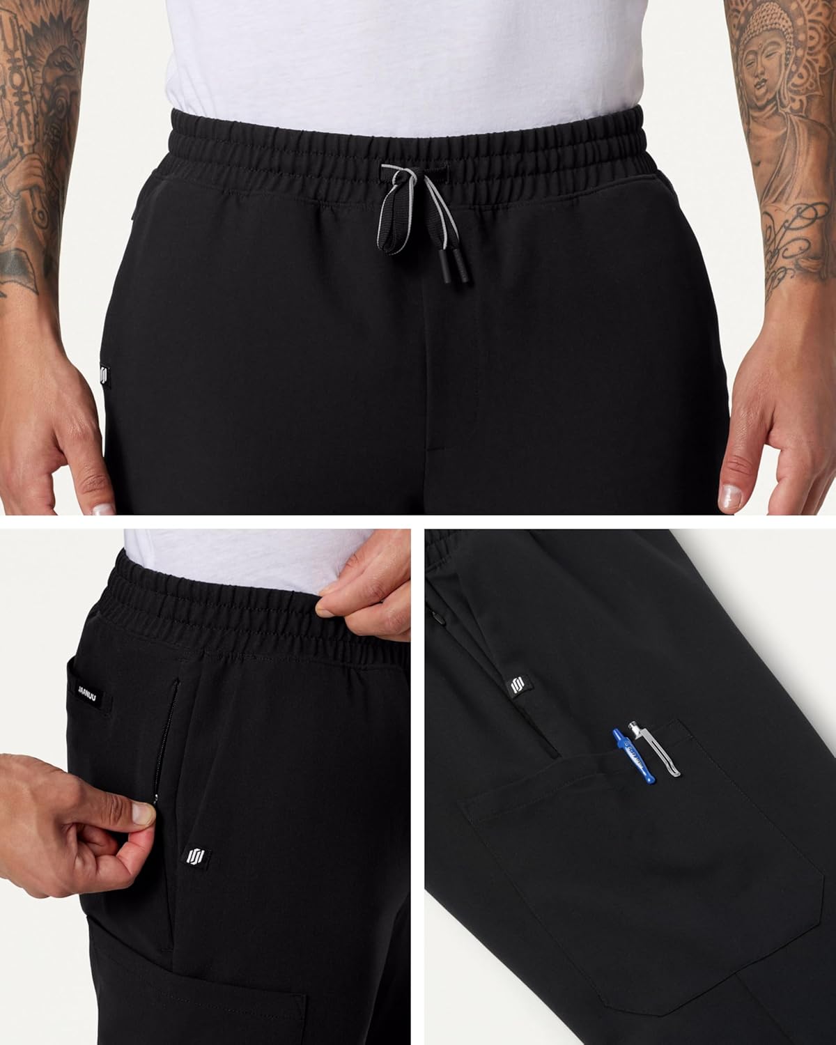 JAANUU Rhodes Men’s Scrub Pants – 7 Pockets Straight Leg, UltraLAST Fabric 4-Way Stretch, Waistband Medical Uniform Pant - Image 4