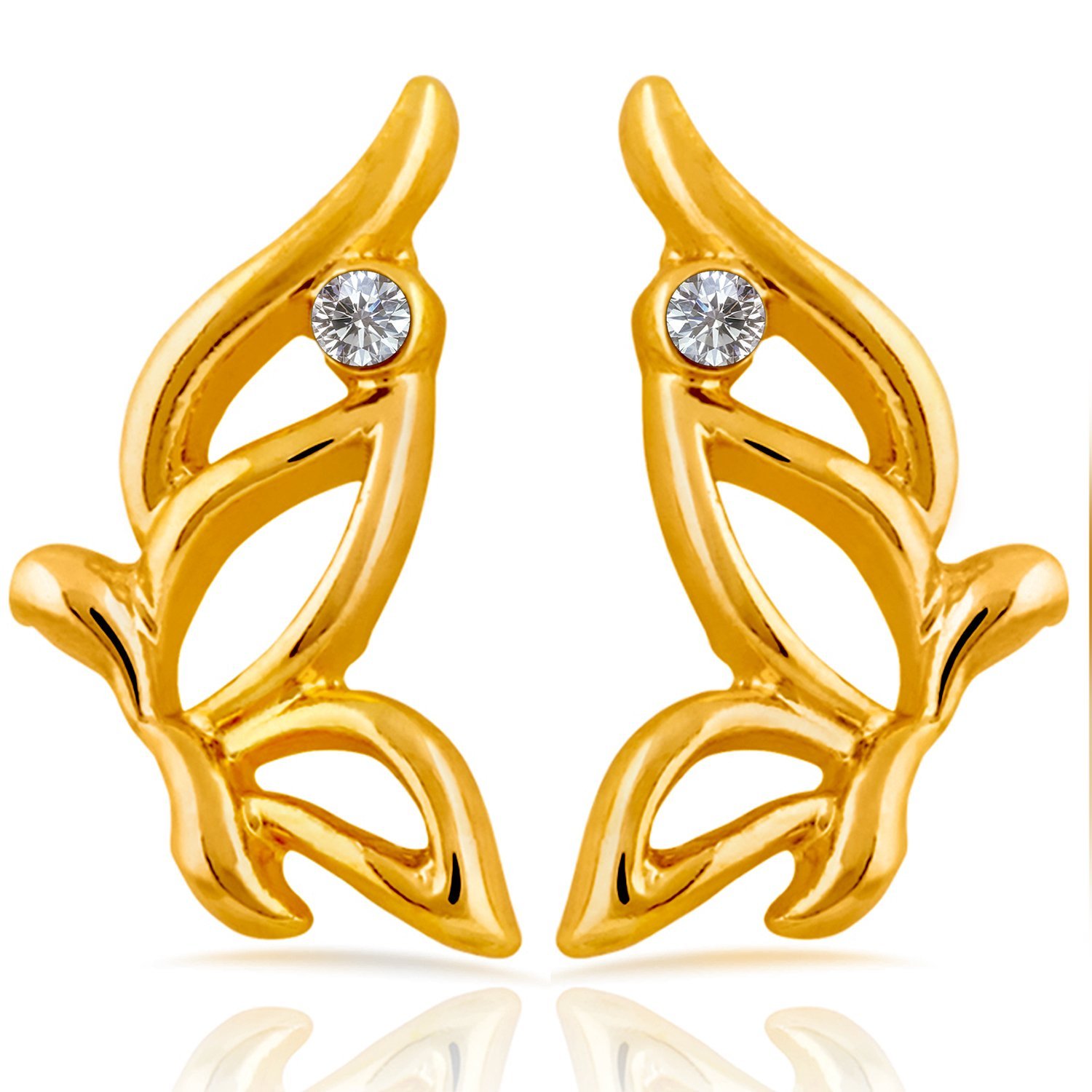 MahiGold Plated Cheerful Butterfly Stud Earrings with Crystal for Women ER1109281G