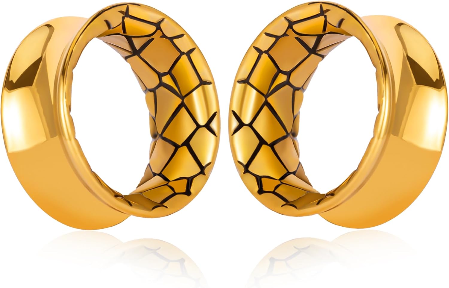 2 Pcs Ear Tunnels 0G to 5/8" 316 Surgical Stainless Steel Body Jewelry with Galaxy Fractal Design Double Flared Plugs for Stretched Ears Hypoallergenic Ear Gauges for Men & Women