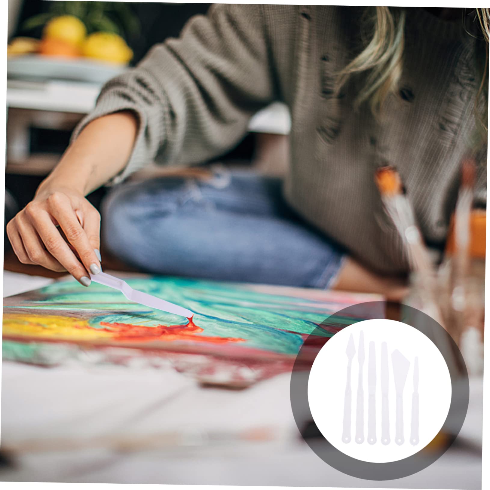 Gadpiparty 5 Set Spatole Per Pittura Ad Olio Con Lungo Raschietti Resistente Per Miscelazione Colori Palette Portatile Per Impugnatura Ergonomica E Durevole 30 Pezzi*5
