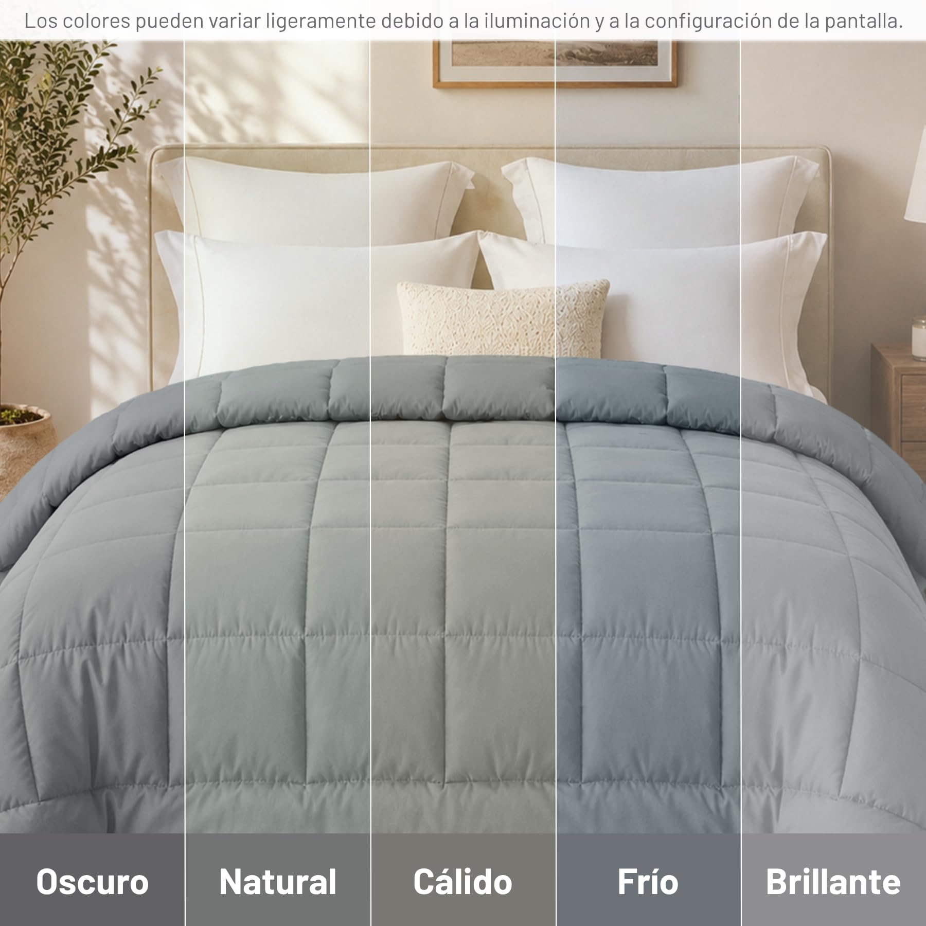 DALINA Edredón de Fibra para Cama 150, 240 x 220 cm, 170gr/M², Gris | Relleno Nórdico 100% Poliester, Doble Cara Comfortable, Suave, Transpirable, Ligera