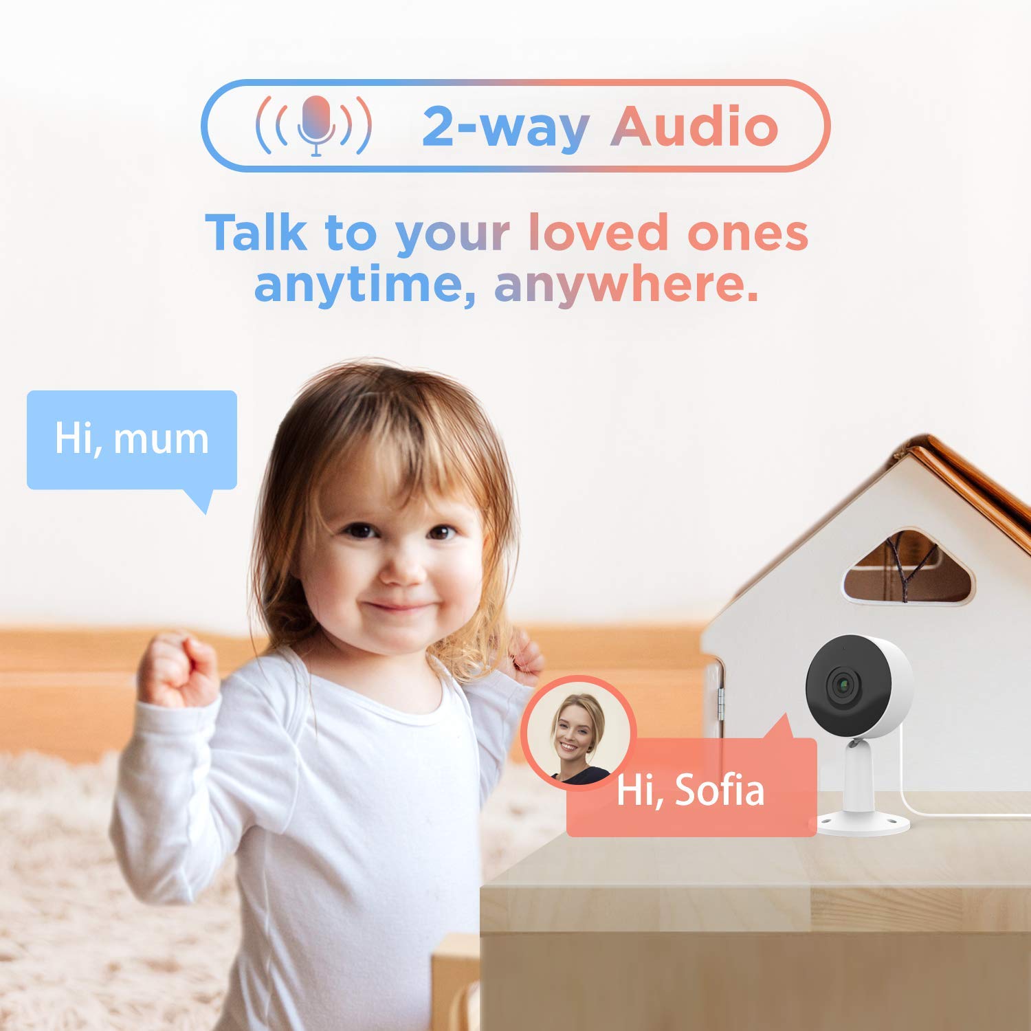 Inteligentny monitor dla niemowląt z aplikacją mobilną, 1080p FHD, Arenti IN1 Video Baby Monitor, wykrywanie dźwięku i ruchu, 2-drożne audio, Night Vision, kamera dla psów wewnętrznych, współpracuje z