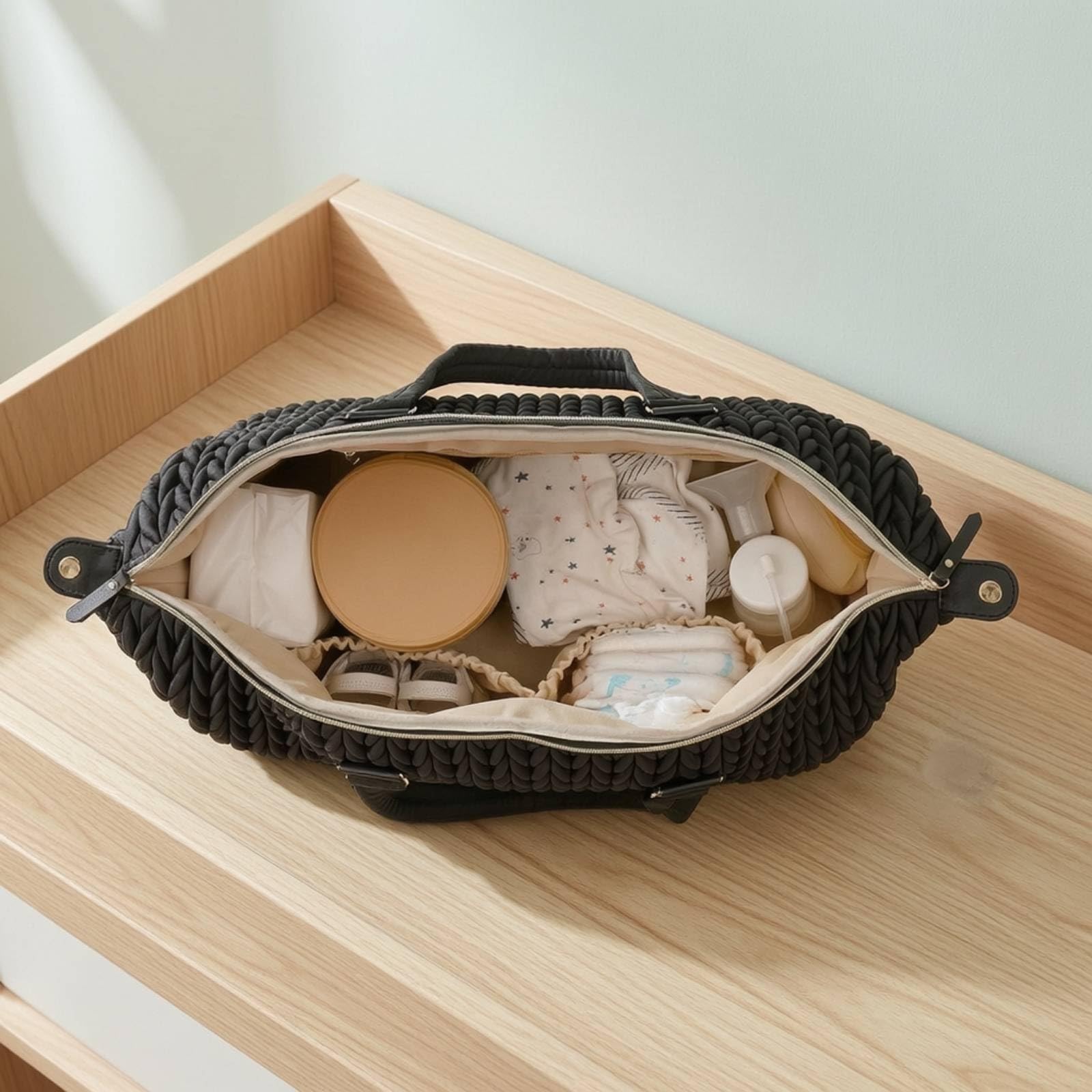 Bolso Viaje con Compartimento Inferior Impermeable Bolsa Pañales Resistente Al Agua Bolso Cambiador para Mamás, Viajeros