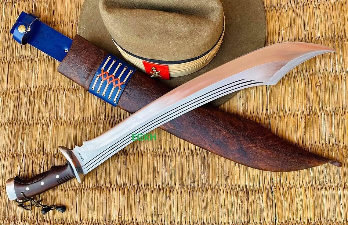 EGKH-20 inches Cleaver/Survival Jungle Hunting Machete knife-Hand frog cleaver machete-Balance Oil tempered-Full Tang Machete Cleaver Sword, Brown, Black, Silver, Blue