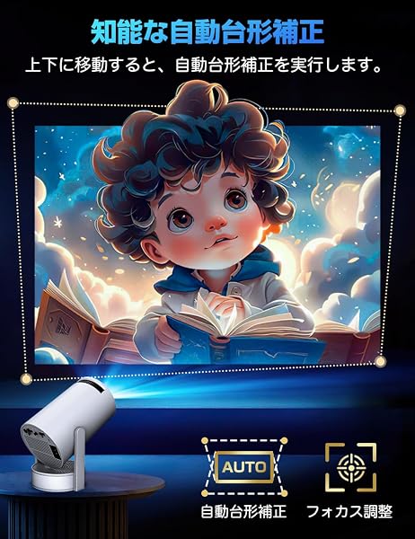 ブランド: FALIYORS プロジェクター 家庭用 小型【2026音質強化バージョン・外部スピーカー・HDR高ダイナミック画質】27000LM 270°回転 高輝度 1080P 天井投影 Wi-Fi6 大画面 Android TV搭載 Bluetooth5.4 HiFiスピーカー 自動台形補正 ズーム機能 短距離投影 軽量 静音 HDMI/スマホ/PC/DVDなどに対応 プレゼントに最適 ホームシアター in use