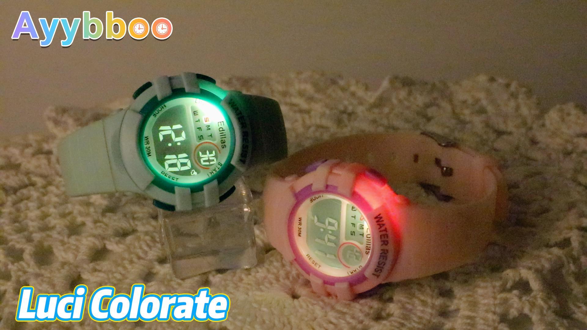 Orologio Digitale Bambino,7 LED Colorati,3ATM