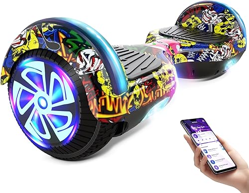 Scooter con luces LED Bluetooth Corlorful, ruedas de 6.5 pulgadas, scooter de motor dual de 300 W para niños, niñas, niños y adultos, todas las