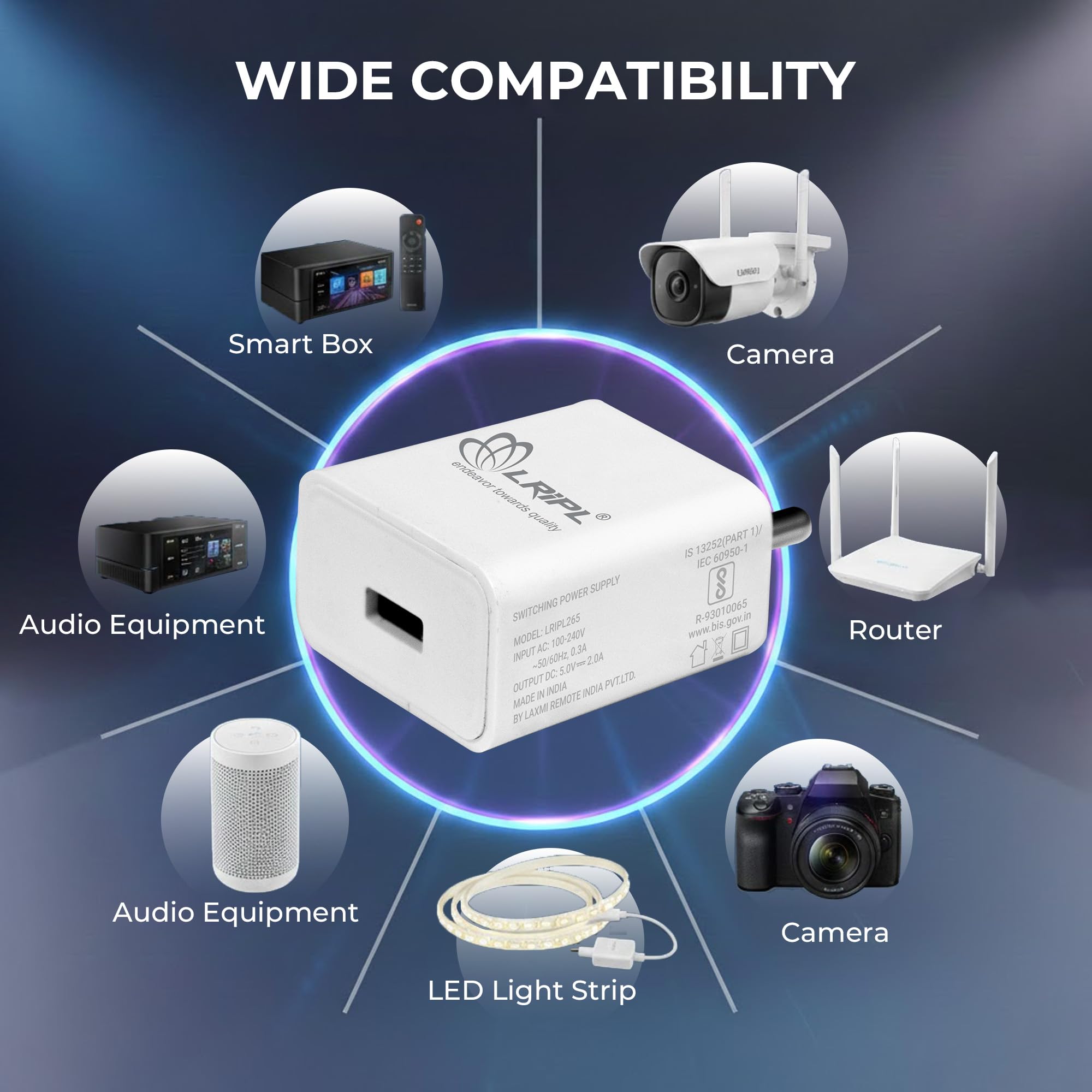 LRIPL USB Charger 5V 2A 10W Fast Charging Adapter | BIS Certified Wall Charger for Smartphones, Power Banks, Bluetooth Devices | Safe, Durable & Compact Mobile Charger – White — Amazon image 2