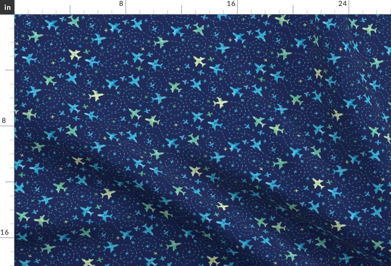 Spoonflower Fabric - Fun Airplanes Dark Blue Sky Airplane Plane Flight Modern Nursery Printed on Satin Fabric by The Yard - Sewing Lining Apparel Fashion Blankets Decor