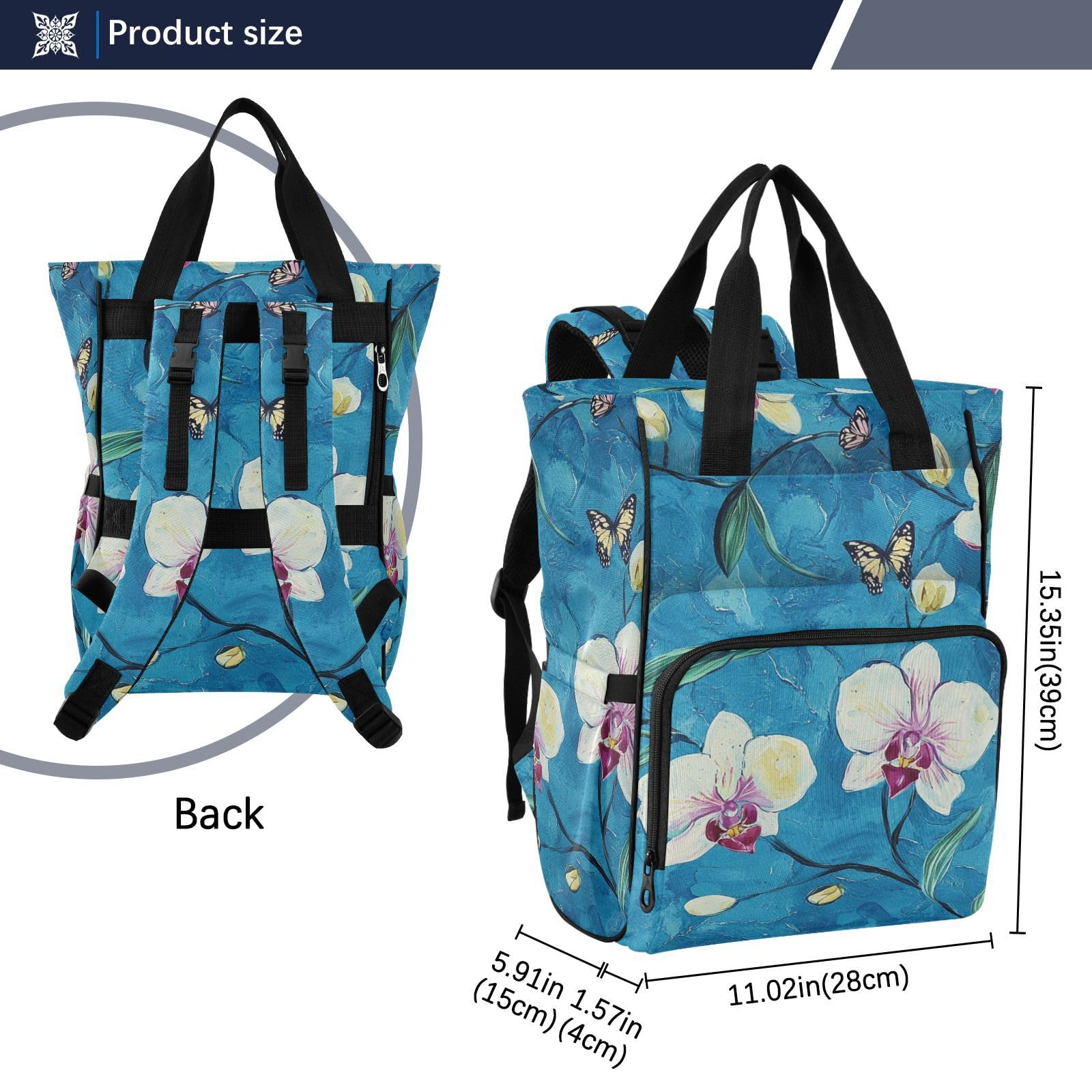 Borsa per pannolini zaino per mamme papà cartone animato orchidea