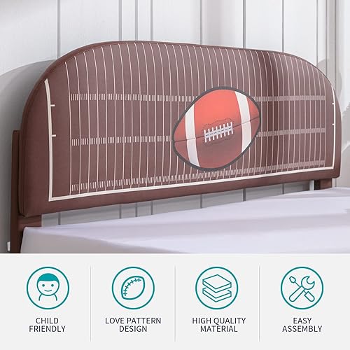 Miniatura 3 de BALUS Marco de cama matrimonial para niños, marco de cama infantil con muebles acolchados para dormitorio, marco de cama para niños de estilo