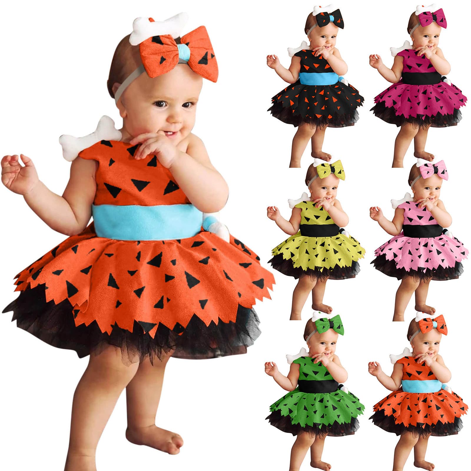 Stone Age Costume Girls Baby Halloween Costume Fancy Dress Kids 2PCS Set โ image 1