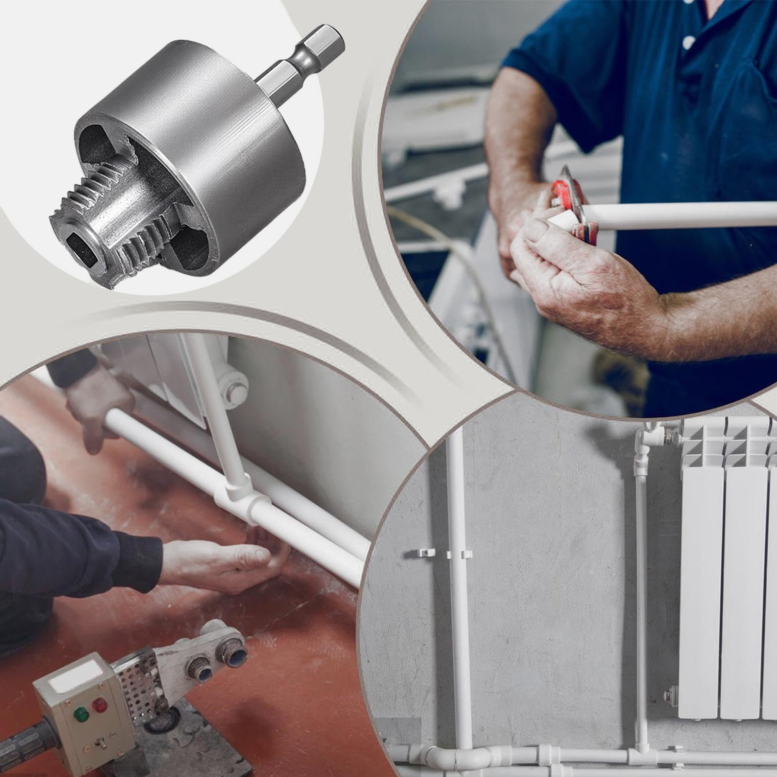 Herramienta de Roscado PVC - Herramienta de Roscado | Cabezales de Corte Internos Externos para Taladro Eléctrico en Fontanería