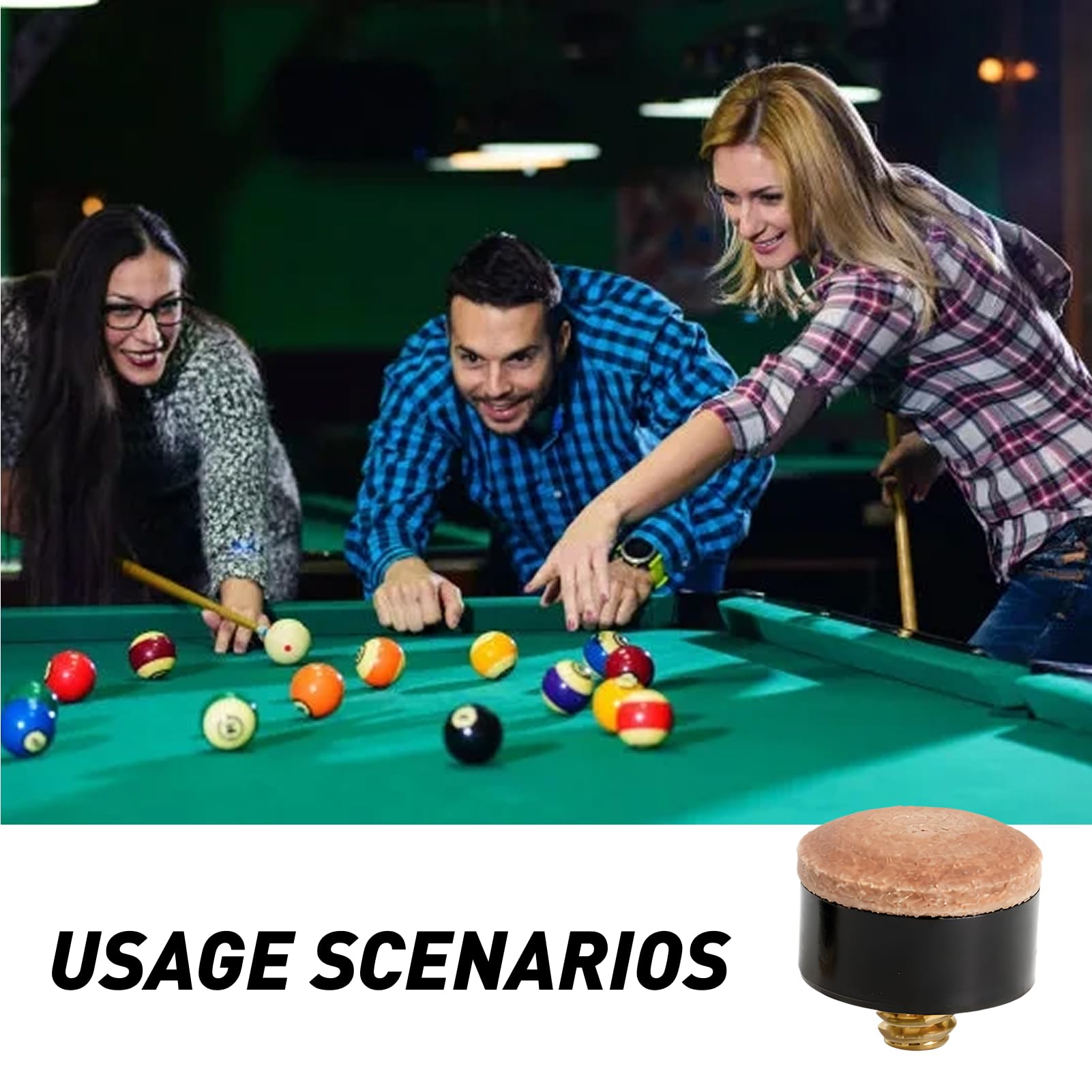 20 Puntas para Caña de Billar, Set de Repuesto 12 mm & 13 mm con Caja de Almacenamiento, Cuero Sintético, Universalmente Adaptable para Cañas de Billar, Anti-Deslizamiento para