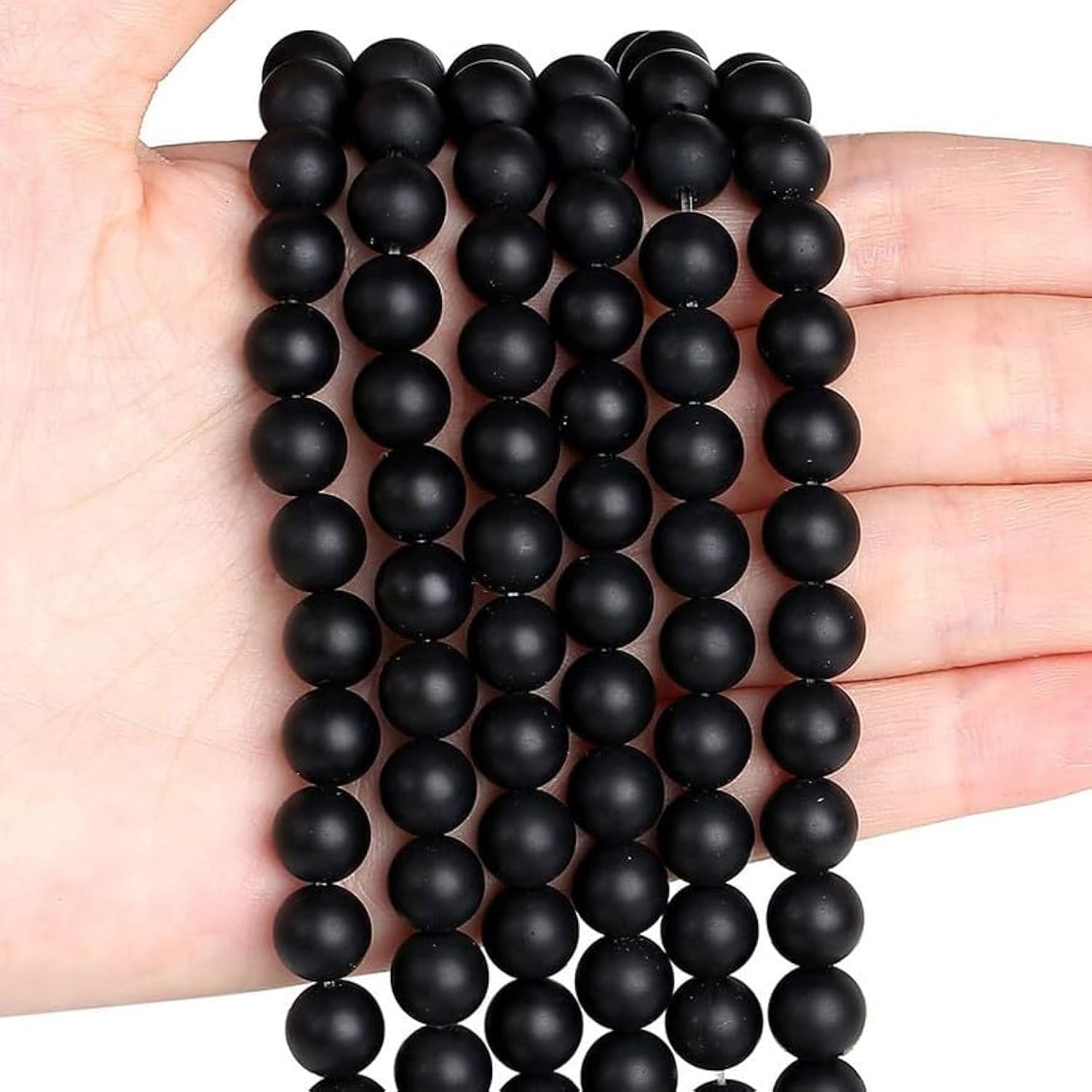 XIANNVXI Black Onxy Beads for Jewellery Making 8mm Round Loose Black Beads for Crafting 47 Pcs, Z - Black Onyx Agate