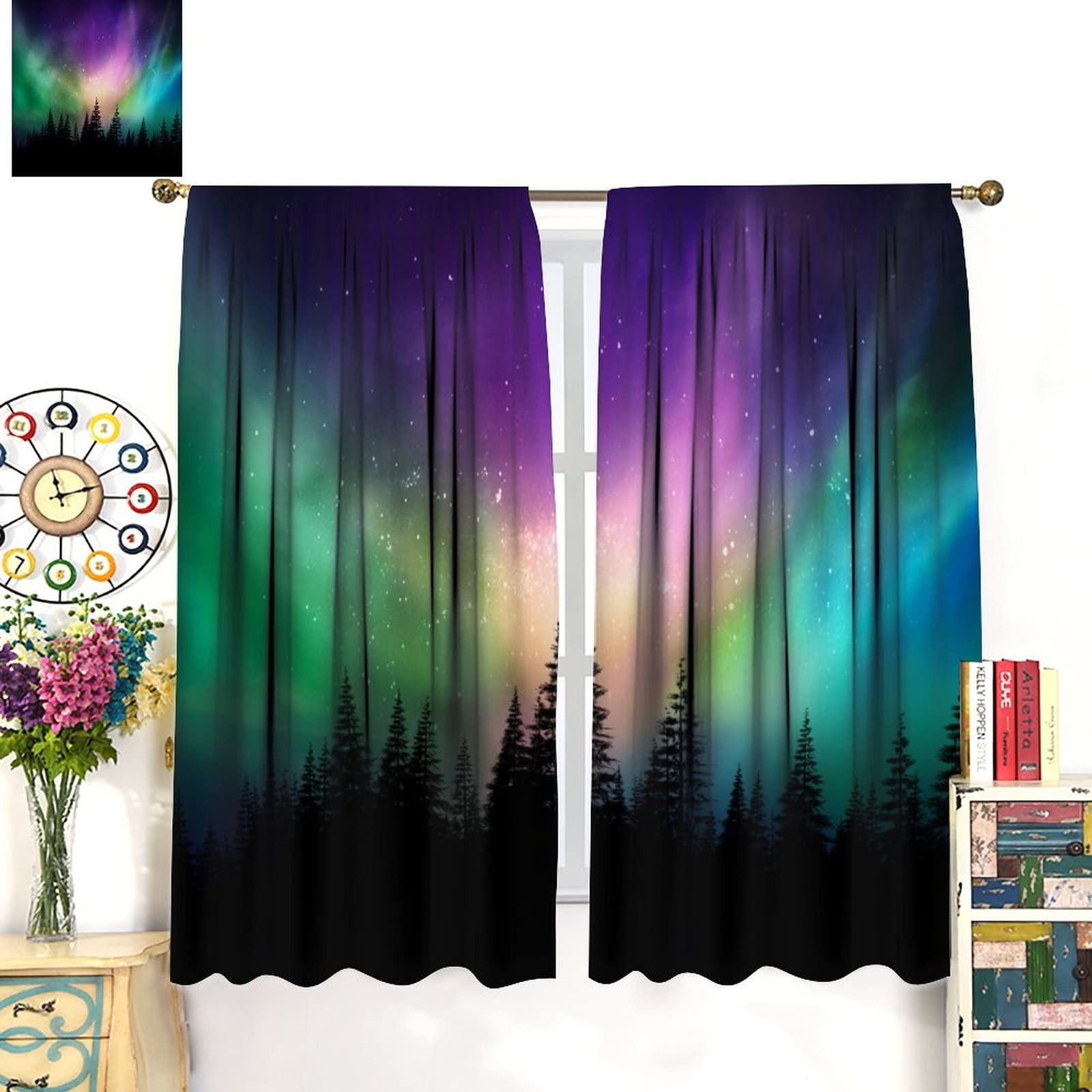 Amazon｜オーロラカーテン カラフル オーロラ ライト フォレスト