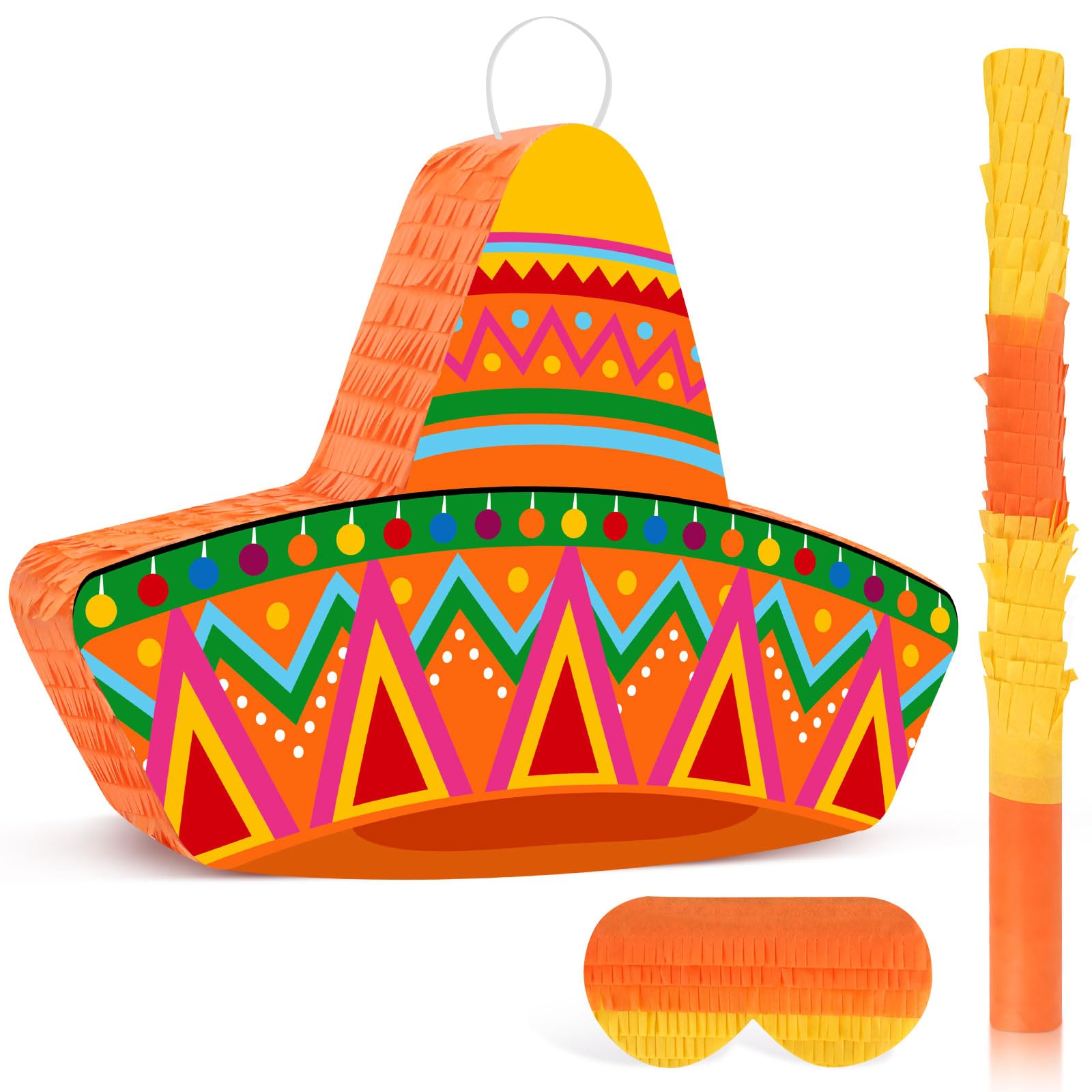 Hooqict Piñata mexicaine avec bandeau pour les yeux et bâton de chauve-souris pour décoration de fête, carnaval, Cinco de Mayo pour enfants et adultes