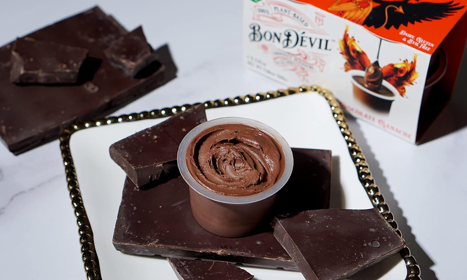Bon Dévil Chocolate Ganache Dessert, Dairy-Free, Vegan, Gluten-Free, 9.88 oz (Pack of 24 Units/Cups)