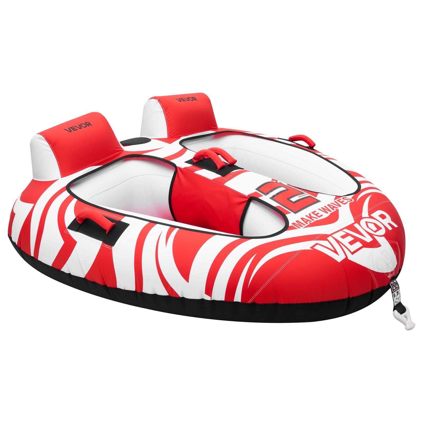 VEVOR Flotador de Arrastre Inflable para Deportes Acuáticos 163 x 160 x 56 cm, 2 Personas, 154 kg, Rojo