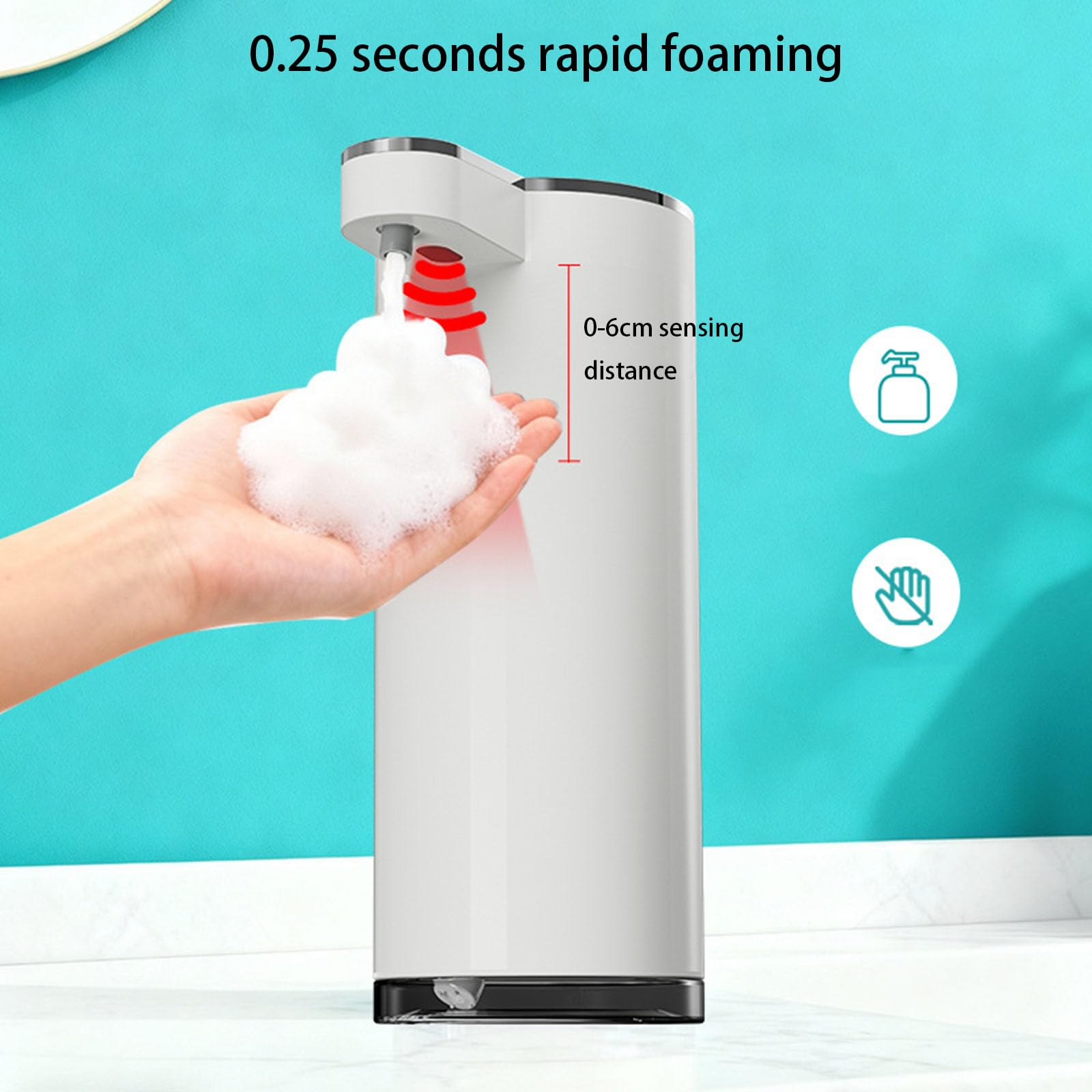 Dispensador de jabón de espuma de 1,5 W, bajo consumo de energía, funciona con varias fórmulas líquidas, dispensador de jabón de espuma higiénica