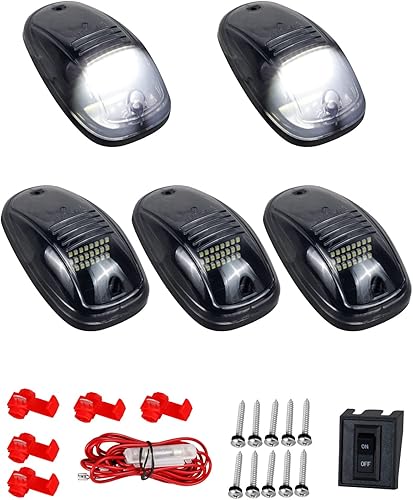 HERCOO Clearane - 5 luces de marcador LED para techo de cabina de techo con arnés de cable compatible con camionetas Doge Ram 1500 2500 3500 4500