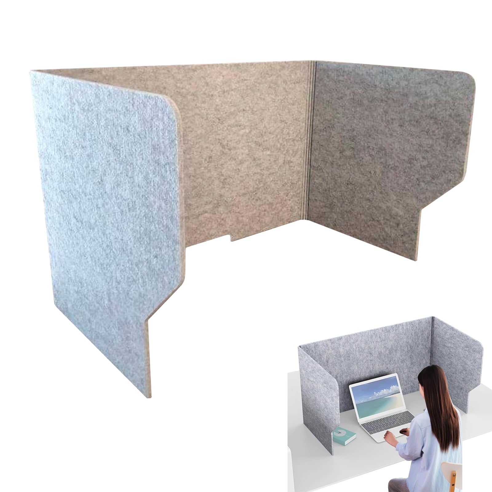 GJZQDKX Foldable Acoustic Desk Divider 100cm - Sound-Absorbing Partition Panel for Workspace Privacy & Noise Reduction - Grey Color Office Divider for Cubicles and Desks