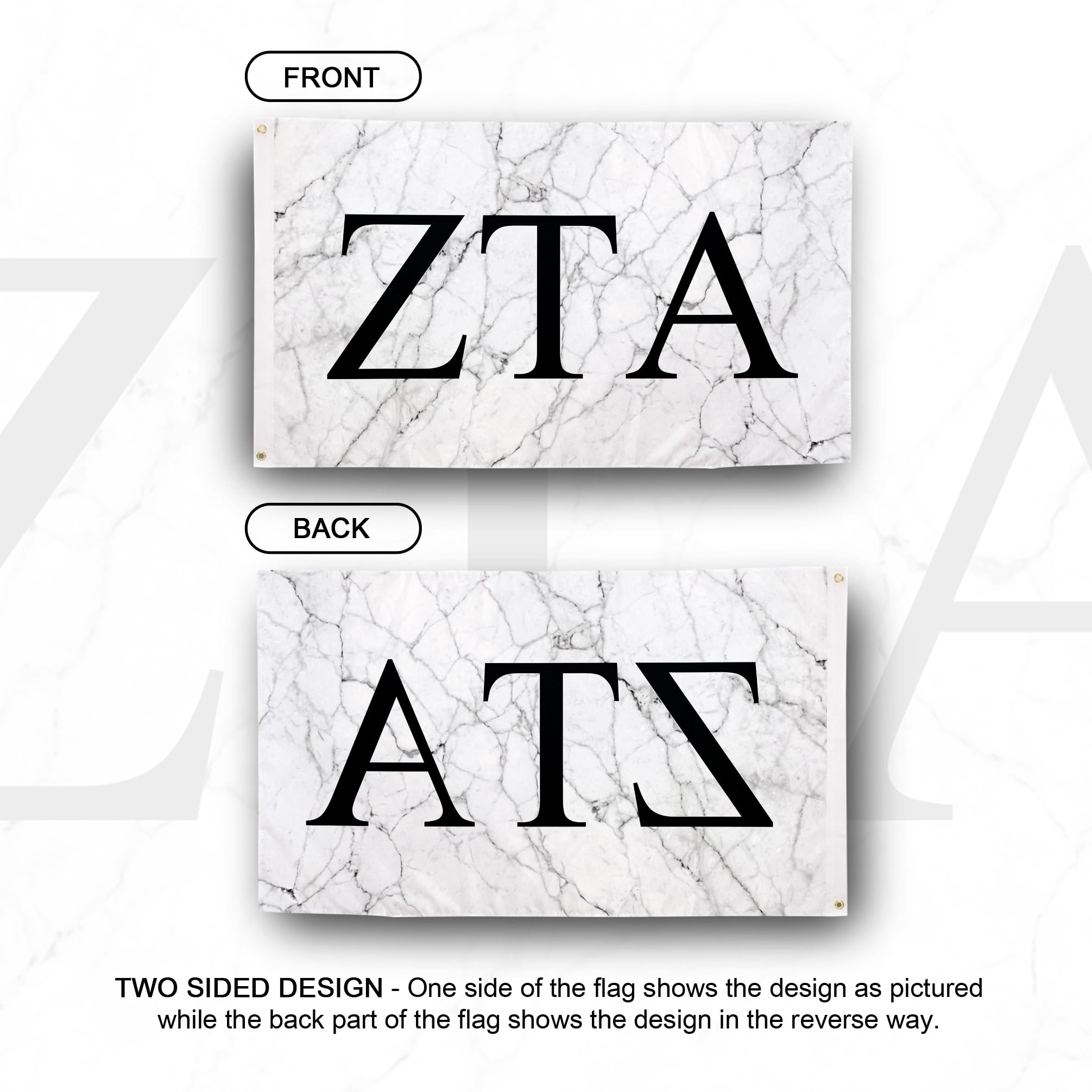 Zeta Tau Alpha ZTA Marmor Briefflagge – 3x5 Fuß, Offiziell Lizenziert