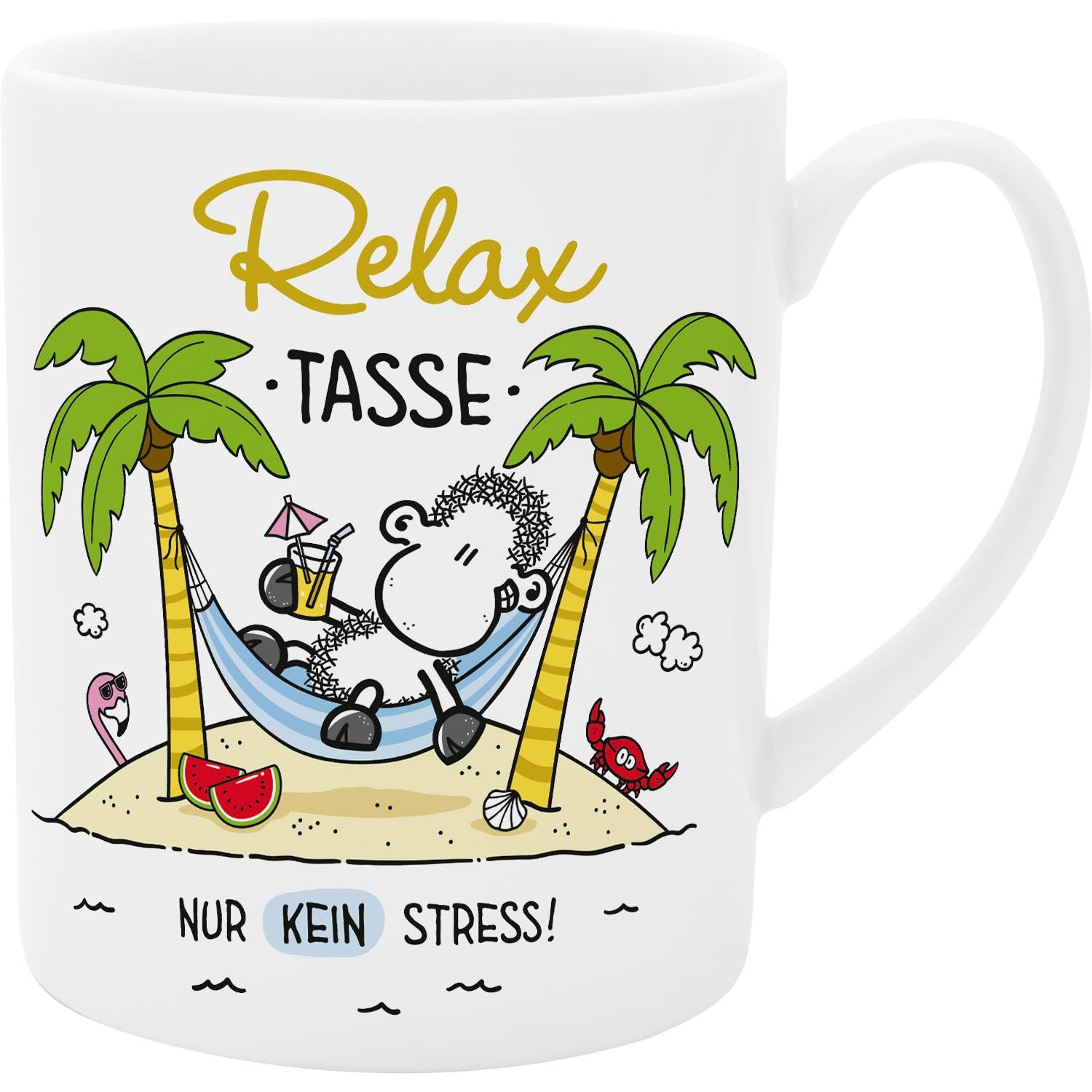 Sheepworld XL Mug with Saying Relax, Large Porcelain Mug, XL Jumbo Mug, 60 cl, Mug with Saying | Gift, Boyfriend, Girlfriend | 74124