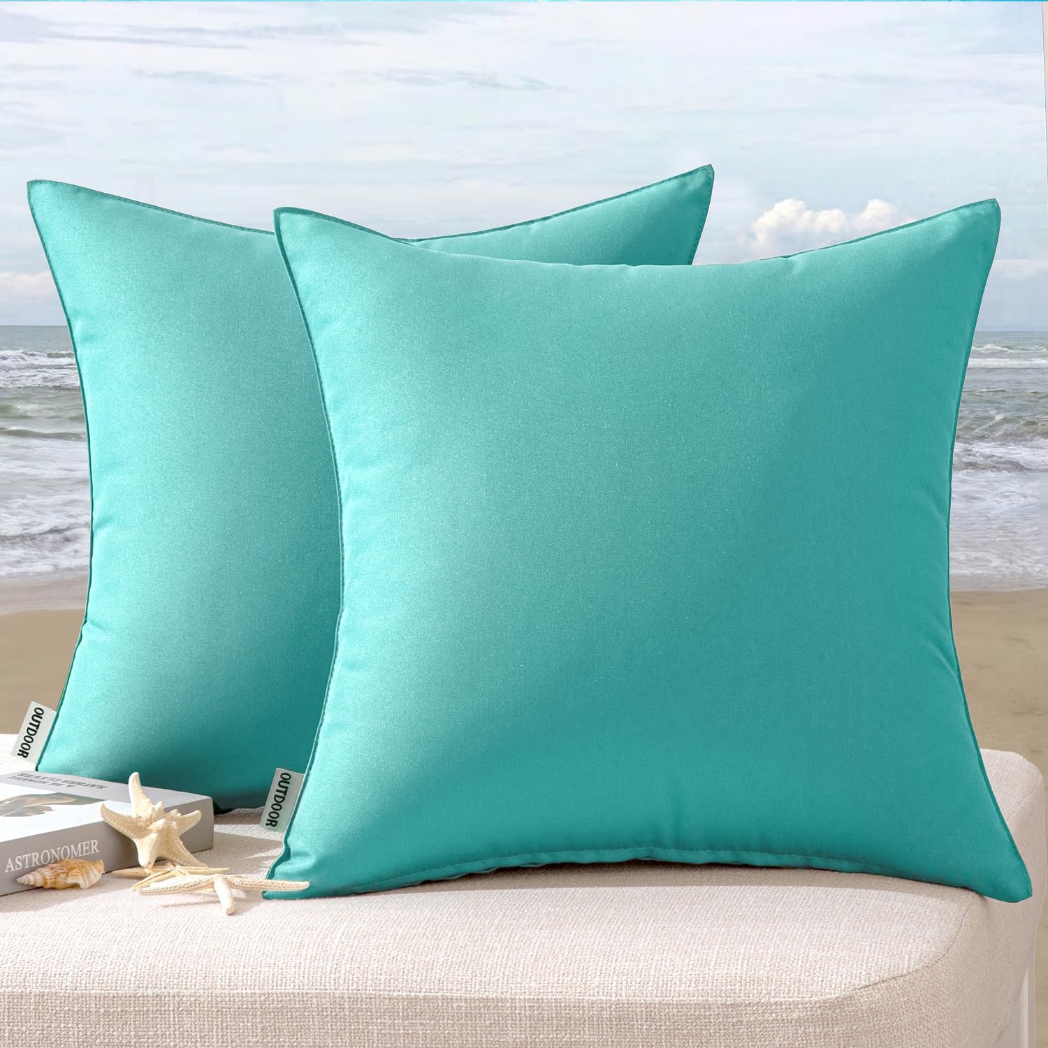 MIULEE Pack of 2 Decorative Pillow Covers Square Cushion Sham Throw Pillowcase Summer Shell Waterproof for Indoor Couch Chair Sofa Patio 16x16 Inch