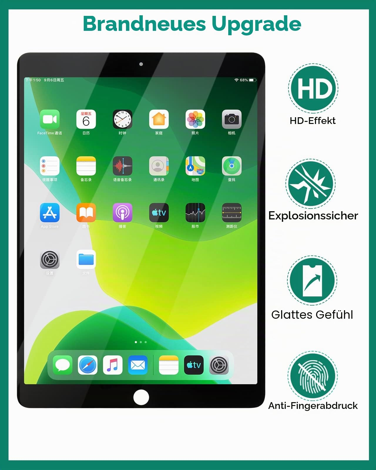 Ersatz-LCD-Display für iPad Air 3 2019, 10,5 Zoll (26,7 cm), A2153, A2123, A2152, Touch-Digitizer, Glasscheibe, komplettes Montage-Reparaturteil-Set (schwarz)