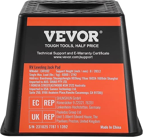 Miniatura 9 de VEVOR Bloque de remolque para gato, capacidad de 6000 libras por bloque de nivelación de RV, bloques estabilizadores de polipropileno para caravana,