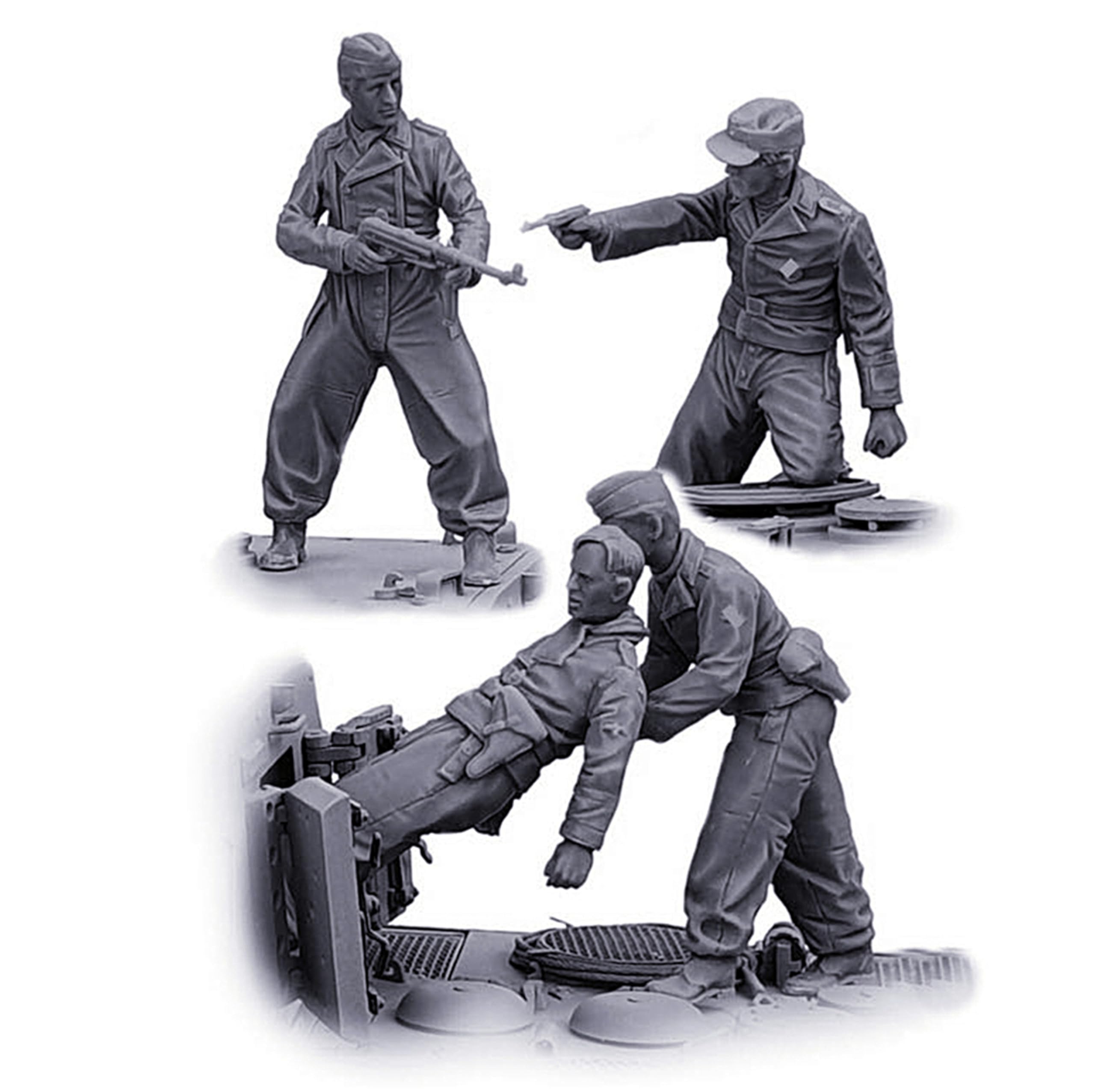 TRUEGRIS 1/35 WWII German Tank Soldier Resin Model Kit Unpainted and Unassembled (4 people, no tank) //k5w3J23