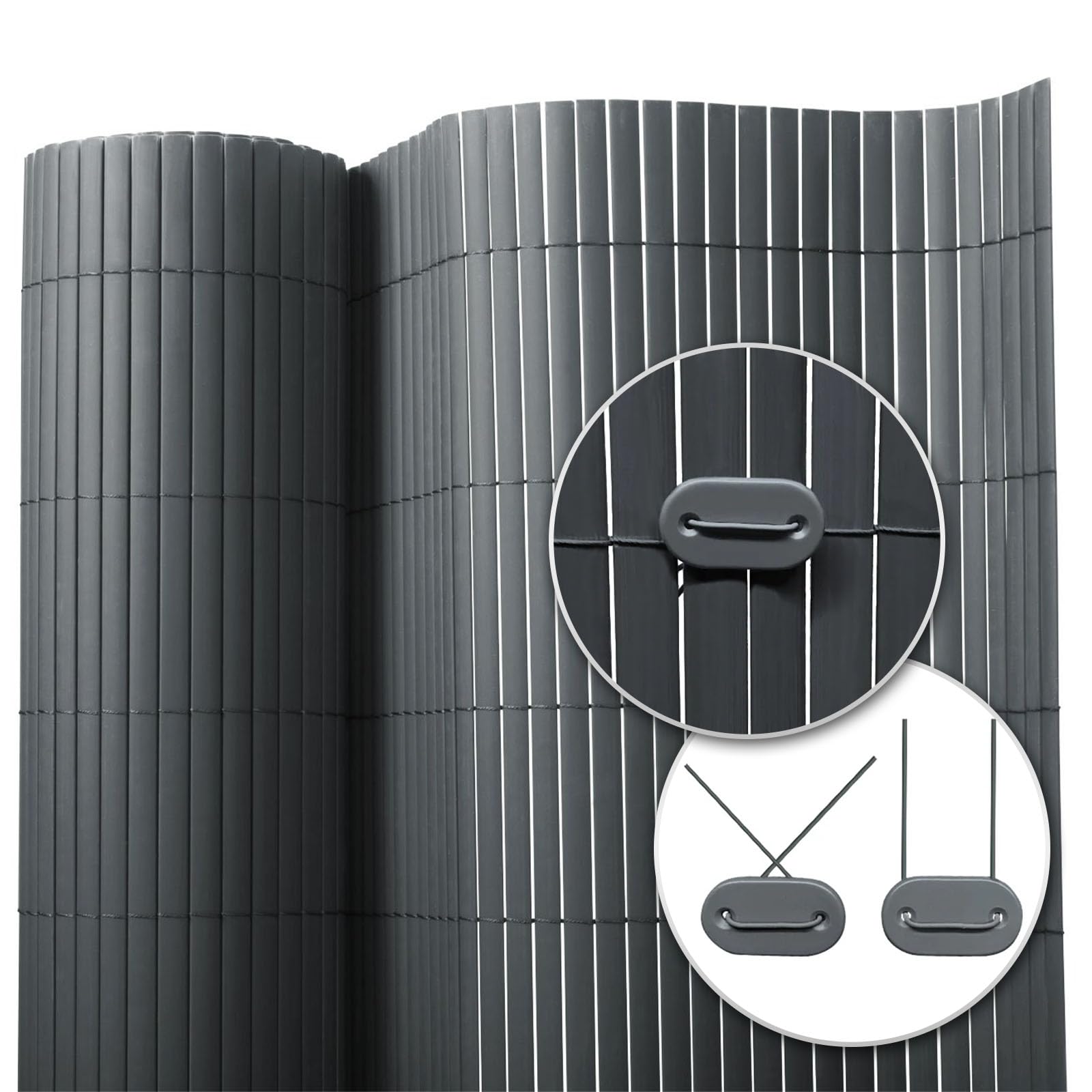 KARAT PVC Sichtschutz für Garten, Balkon, Terrasse - 150x500 cm Grau - Balkonsichtschutz, Sichtschutzmatte wetterfest, Zaun als Balkonverkleidung, Poolumrandung und Windschutz - Gartenzaun
