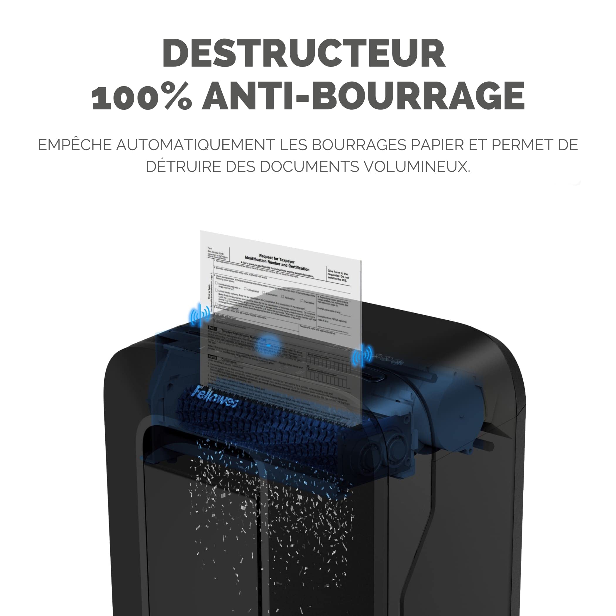 Fellowes Powershred LX201 Destructeur de Documents Coupe Micro 12 Feuilles Technologie SafeSense Noir