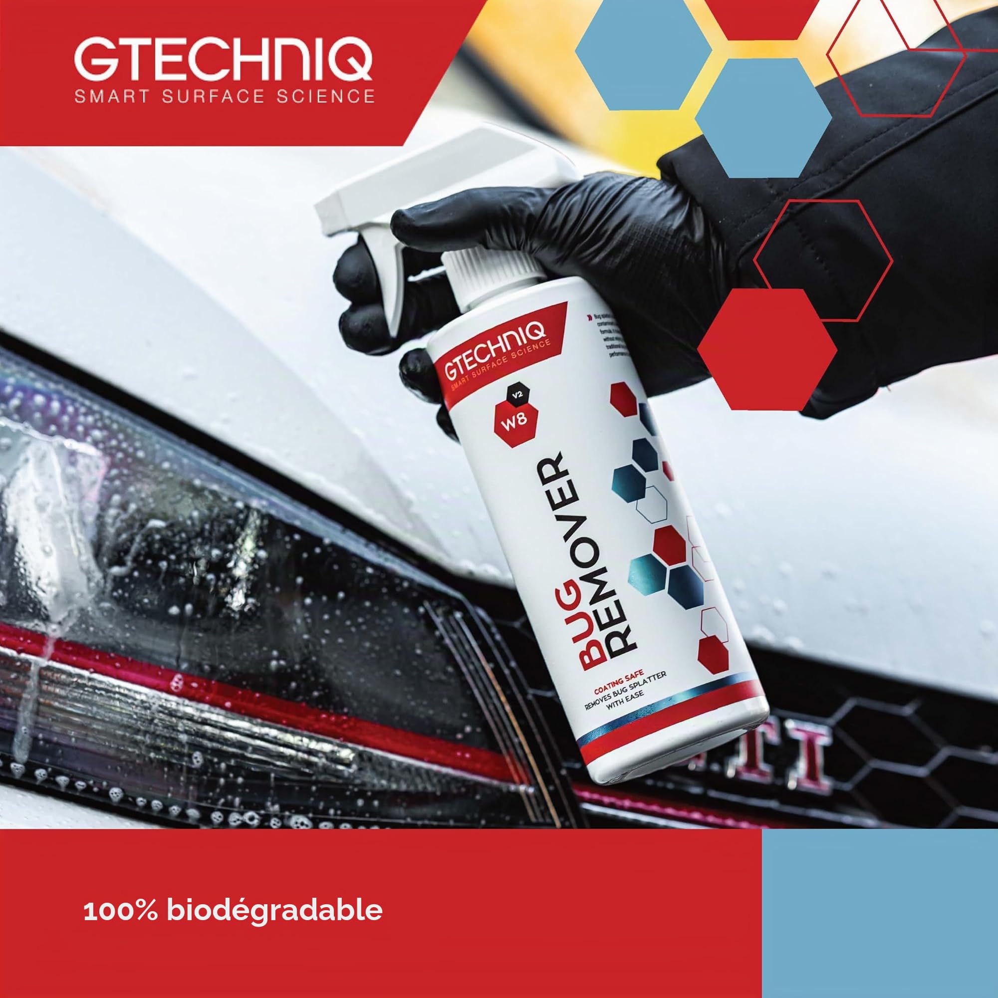 Gtechniq W8 Bug Remover démoustiquant auto. Nettoyant Non-Caustique contre les traces d’insectes, 100% Biodegradable. Facile à utiliser - 250ml