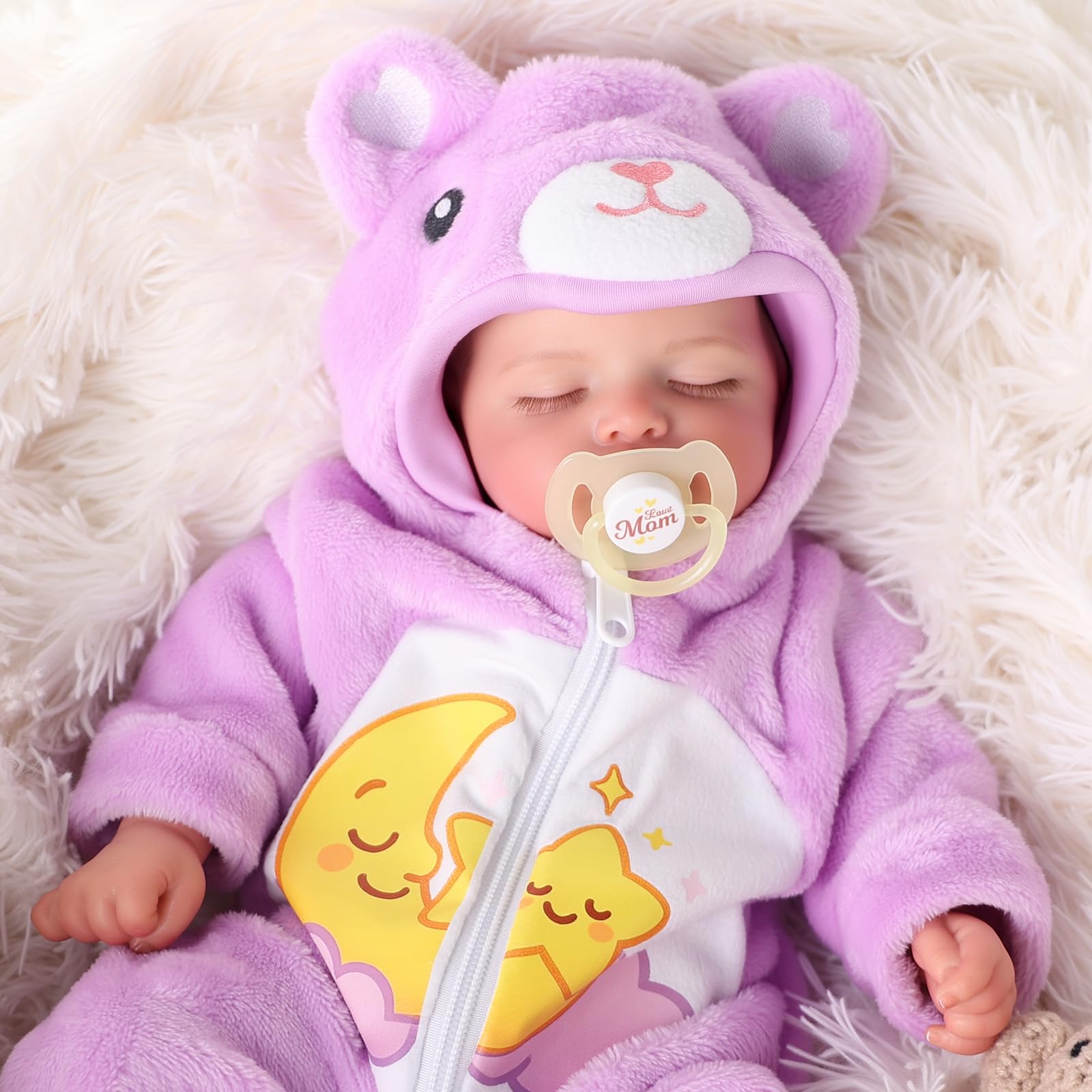 JIZHI Bambole Reborn -20 Pollice Bambola Bambina Corpo in Cotone | Testa e arti in Vinile - Originali Bambino Neonata con Accessori dai 3 Anni +