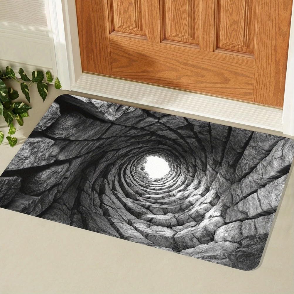 JUXDZISHW Front Door Mat Indoor Outdoor Entrance, 3D Optical Illusion All-Weather Doormat, Optical Illusion Rug Ground Crack Illusion Rug 3D Rugs, Easy Clean Patio Porch Entryway Mat,O,60 * 90cm