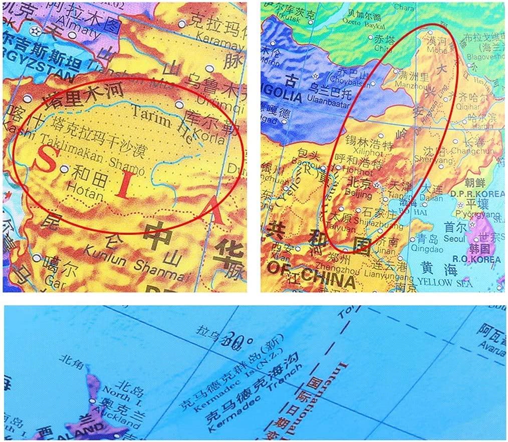 Globi Geografici Mappamondo Mondiale con Supporto in Legno Mappamondo per Bambini con Supporto in Legno 32 cm/12,5" Home Decor
