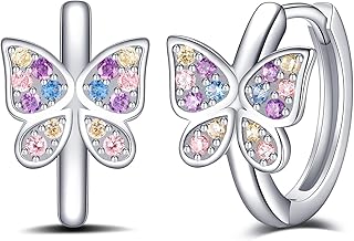 Butterfly Hoop Earrings for Girls Women 925 Sterling Silver, Hypoallergenic Earrings for Girls with Gift Box