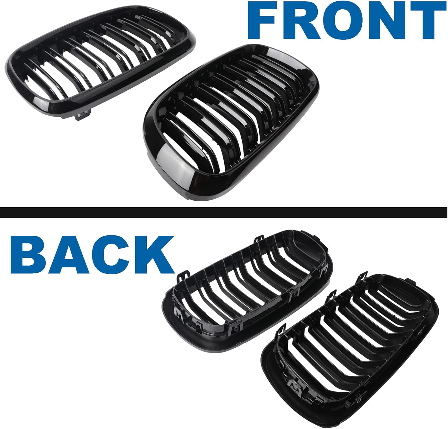 X5 F15 Grille，Gloss Black Kidney Grill Fit 2014-2018 X5 F15 X6 F16 X5M F85 X6M F86 Dual Slat Double Line
